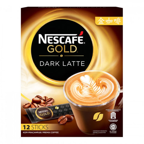 Nescafe Gold 3 in 1 Dark Latte Strong& Intense with Milk Coffee 12 sticks